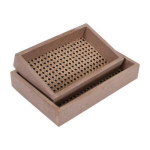 Rattan MDF Rectangle Tray Set Of 2