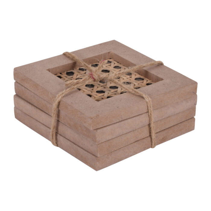 Rattan MDF Tea Coasters Set Of 4 - Image 2